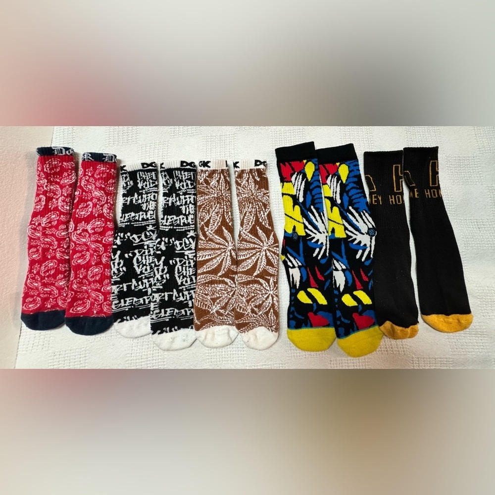 DGK Men's Graphic Socks - Black, Brown, Multicolor